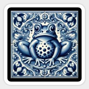 Delft Tile With Dotted Frog No.4 Sticker